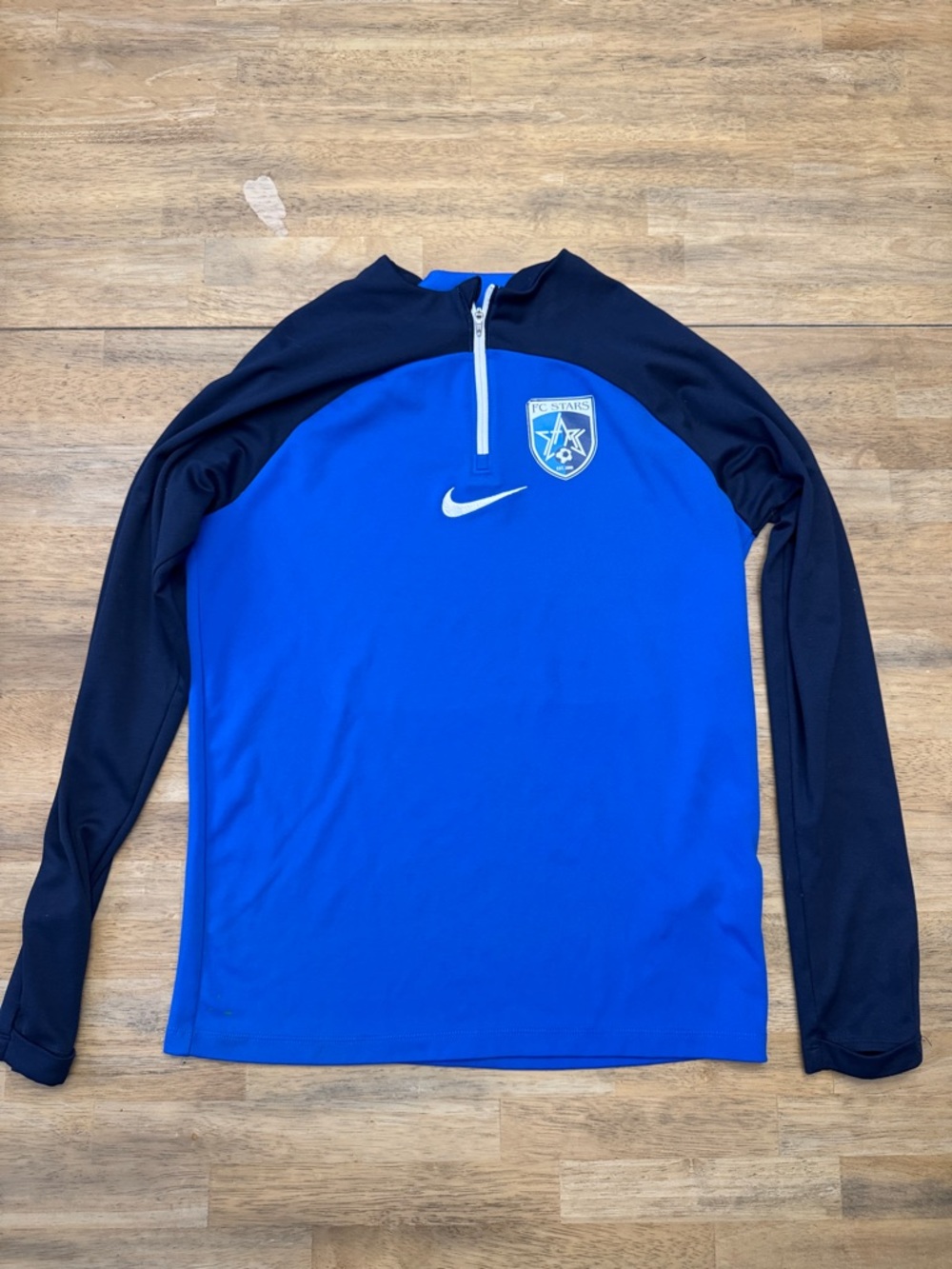 FC Stars  Club Soccer Nike Blue and Black Long Sleeve Half-Zip Training Top